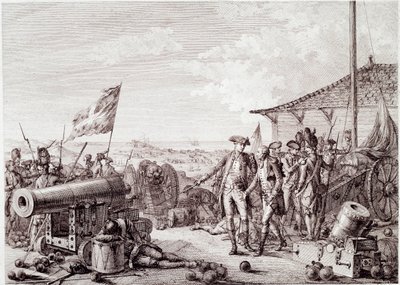 Guerra Revolucionária Americana: A Batalha de Granada em 6 de Julho de 1779 entre a Marinha Real Britânica e a Marinha Francesa (gravura de Unknown artist