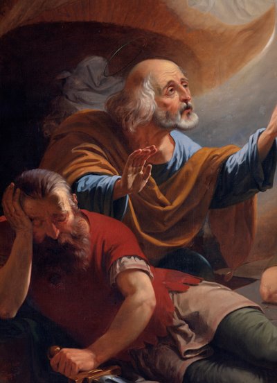 Um anjo liberta São Pedro da prisão, desenhado por F. Devigne (?) de Unknown artist