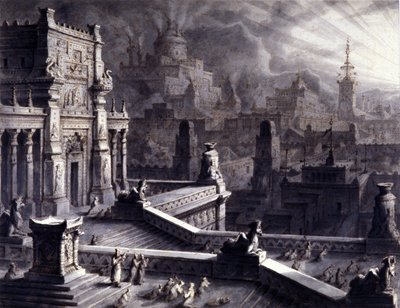 Antiga cidade de Persépolis no Império Aqueménida Persa, fundada por Darios I no século VI a.C. Foi saqueada e queimada por Alexandre o Grande em 331 AC. Século 19 a.C. III. de Unknown artist