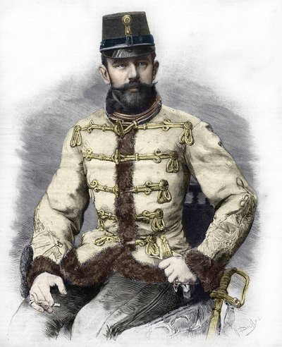 Arquiduque Rodolfo de Habsburgo (1858-1889), Príncipe Herdeiro da Áustria. Gravura de 1889. de Unknown artist