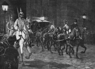 Chegada dos restos do Arquiduque Rodolfo dos Habsburgos (1858 - 1889), Príncipe Herdeiro da Áustria. de Unknown artist