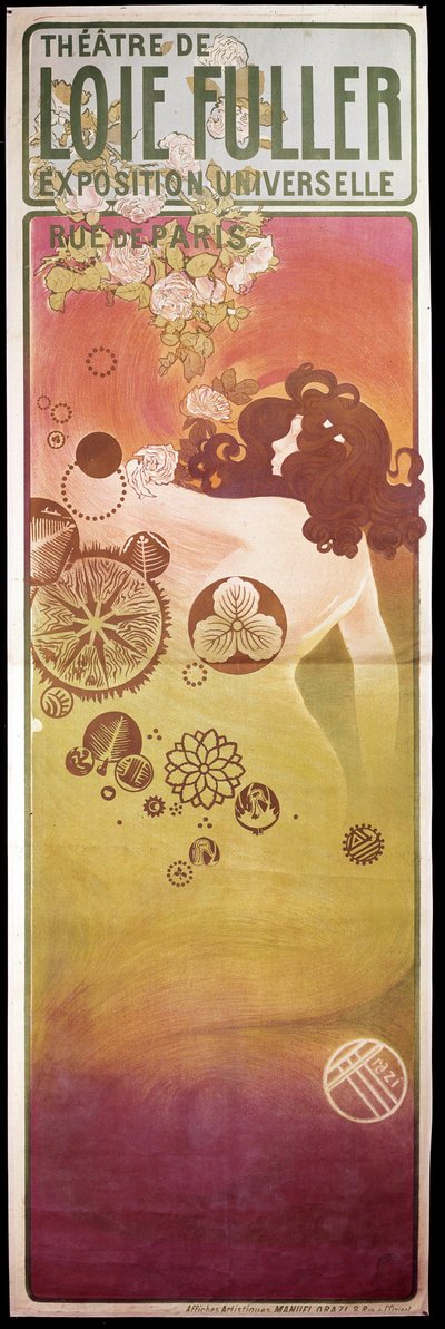 Art Nouveau: cartaz para a Exposição Universal do "Theatre de Loie Fuller". Loie Fuller (1862-1928) foi uma bailarina americana. Paris, Artes Decorativas de Unknown artist