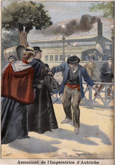 Assassinato de Impression Elisabeth of Austria (Sissi) por um anarquista italiano em Genebra de Unknown artist
