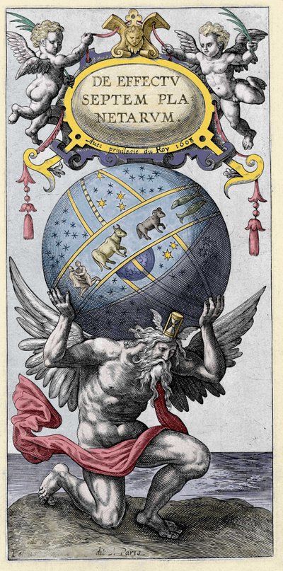 Atlas carregando o mundo. Gravura do início do século XVII. de Unknown artist