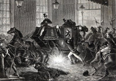 Ataque de Felice Orsini contra Napoleão III em 01/01/1858 - em "L