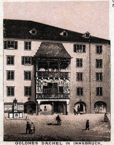 Tirol austríaco: vista da varanda diz o Golden Roof (Goldnes Dachel) em Innsbruck. em "O mundo ilustra 168 vistas" Sem data (final do século XIX) de Unknown artist