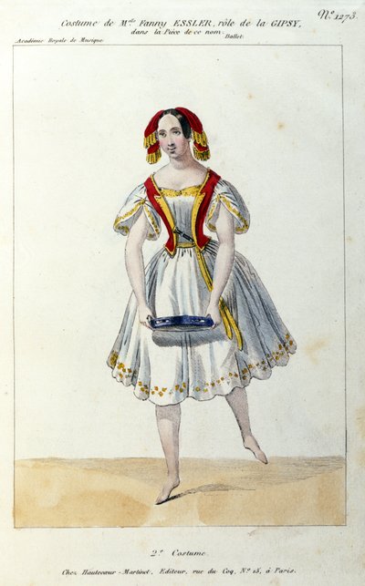 A bailarina austríaca Fanny Elssler (1810-1884) no ballet "La gipsy" estampa do século XIX de 1839 de Unknown artist
