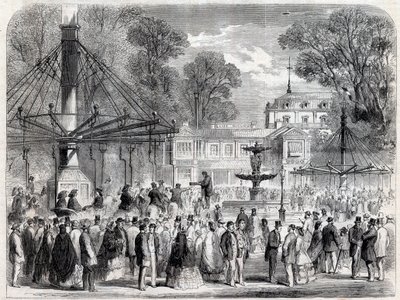 Domingo de Outono nos Campos Elísios (Champs Elysees) no século XIX - Gravura de Unknown artist
