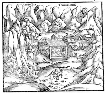 Banhos de Baden (Áustria), gravura do século XVI. de Unknown artist