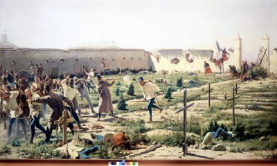 Batalha de Solferino, Lombardia, opondo-se às armas franco-saardinas e austríacas em 24 de Junho de 1859. Museo del Risorgimento. Milão de Unknown artist