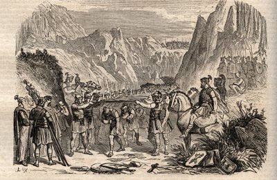 Batalha dos Garfos Caudinos - Batalha dos Garfos Caudinos (Furculae Caudinae) - 321 AC entre os Romanos e os Samnitas durante a Segunda Guerra dos Samnitas - Segunda Guerra dos Samnitas, Batalha dos Garfos Caudinos em 321 AC, o Exército Romano dos Cônsules de Unknown artist