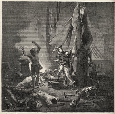 Batalha do Nilo - Batalha de Aboukir - morte de Luce e Giocante de Casabianca (Luc-Julien-Joseph Casabianca de Unknown artist