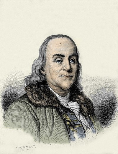 Benjamin Franklin (1706-1790), filósofo, físico e embaixador americano. de Unknown artist