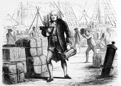 Bernard de JUSSIEU (1699-1777), botânico e naturalista francês, a relatar o cedro do Líbano. Gravura de 1856 de Unknown artist