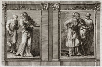 Bíblia de Royaumont, Velho Testamento: Roupas dos Sacerdotes. Figura das vestes do Grande Sacerdote, e dos outros Levitas. Ilustração de 1811. de Unknown artist