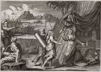 Bíblia de Royaumont, Velho Testamento: Morte de Sisara. Yael (Jael) mata o chefe do exército Canan Sisra (Sisera ou Sisara). Ilustração de 1811. de Unknown artist