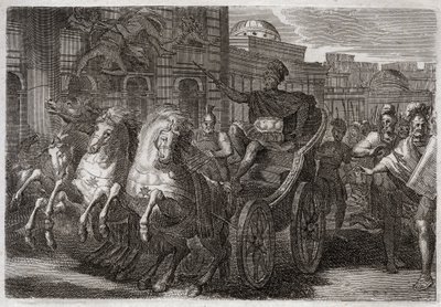 Bíblia de Royaumont, Velho Testamento: Jezabel come cães. Jehu atirou Jezabel de uma janela, e ela comeu de cães. Ilustração de 1811. de Unknown artist