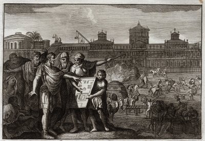 Bíblia de Royaumont, Velho Testamento: Rei Cyrus. Ciro II, o Grande, Rei da Pérsia, e desde a Babilônia, sabendo que os Profetas haviam previsto que seria ele quem faria o Templo de Jerusalém se rebelar, dá poder a todos os judeus. de Unknown artist