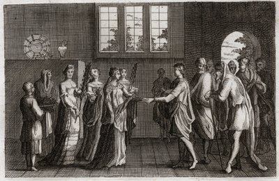 Bíblia de Royaumont, Velho Testamento: Casamento de Isaac. Isaac, filho de Abraão, casa-se com Rebecca. Ilustração de 1811. de Unknown artist