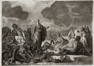 Bíblia de Royaumont, Velho Testamento: A segunda visão de Ezequiel. A visão que o profeta Ezequiel teve de vários ossos, todos eles sobremesas que assumiram uma forma humana. Ilustração de 1811. de Unknown artist