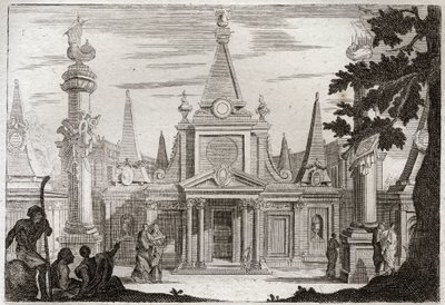 Bíblia de Royaumont, Velho Testamento: Simon Pontiff. Simon Machabee (Maccabee, Macabee) sucede a seu irmão Jonathas (Jonathan), ergueu um túmulo magnífico para seu pai e seus irmãos, e foi morto em traição. Ilustração de 1811. de Unknown artist