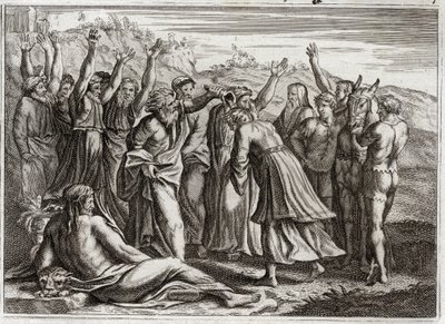 Bíblia de Royaumont, Velho Testamento: Rei Salomão. David estabeleceu Salomão King nas orações de Beetsabee e do Proféta Natan. Ilustração de 1811. de Unknown artist