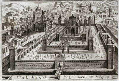 Bíblia de Royaumont, Velho Testamento: Templo de Salomão. Salomão construiu o Templo em Jerusalém. Ilustração de 1811. de Unknown artist