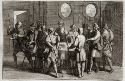 Bíblia de Royaumont, Velho Testamento: O Cordeiro da Páscoa. Deus ordenou aos judeus que comessem o cordeiro da Páscoa, e pela décima praga matou todos os primogênitos. Ilustração de 1811. de Unknown artist
