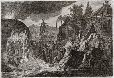 Bíblia de Royaumont, Velho Testamento: Os três filhos da Babilónia na fornalha. O rei Nabucodonosor II lança três jovens hebreus em uma fornalha ardente, de onde são milagrosamente iludidos. São chamados Ananias, Azarias e Misael (ou Shadrac de Unknown artist