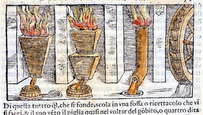 Alto forno - na "Pirotecnia" de Biringuccio de Unknown artist