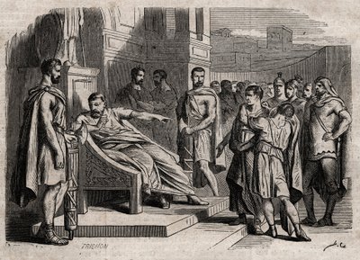 Brutus condenando seu filho à morte - Brutus (Marcus Junius Brutus, 85-42 AC) condenando seus filhos à morte - gravura em "Dictionnaire populaire illustrious" - 1864 - de Joseph Decembre e Edmond Allonier - de Unknown artist