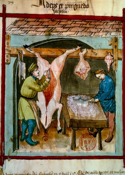 Carnificina: o equalizador de um porco. Iluminação a partir da ordenha de medicamentos e dietética "Tacuinum sanitatis". de Unknown artist