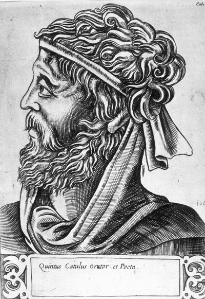 Caius Valerius Catullus dit Catulle (87 - 54 AC) Retrato imaginário, gravura do século XVII. de Unknown artist