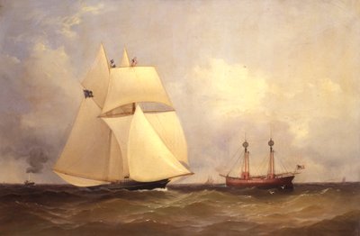 Cambria passando Sandy Hook após a corrida transatlântica, 1870 de Unknown