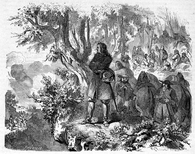 Camisardos no Cévennes. Gravura do século XIX. de Unknown artist