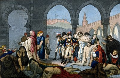 Campanha (Expedição) do Egito (1798-1801): O General Bonaparte visita o hospital das pestes em Jaffa. Gravura do século XIX. de Unknown artist