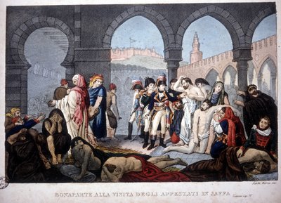 Campanha (Expedição) do Egito (1798-1801): Napoleão visitando os pestilentos Jaffa no Egito, por volta de 1800. de Unknown artist