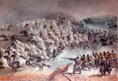 Campanha da Argélia, conquista de Constantino: o retiro do exército francês em Sidi-Tamtam, 27 de Novembro de 1836 (Litografia de Unknown artist