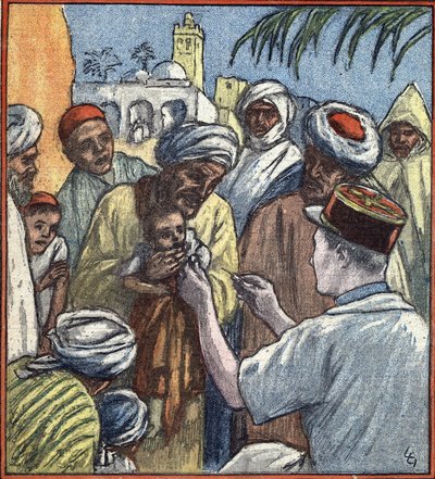 Campanha de Marrocos: "Seance de vaccination par les troupes de l