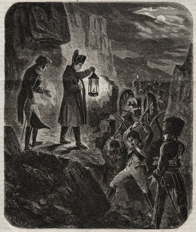 Campanha da Prússia e da Polônia: Imperador Napoleão I (1769-1821) na véspera da Batalha de Iena e Auerstaedt 14-10-1805 - O Imperador Napoleão I na noite anterior à Batalha de Jena-Auerstedt (Jena Auerstedt) contra o exército prussiano em 14 de outubro de de Unknown artist