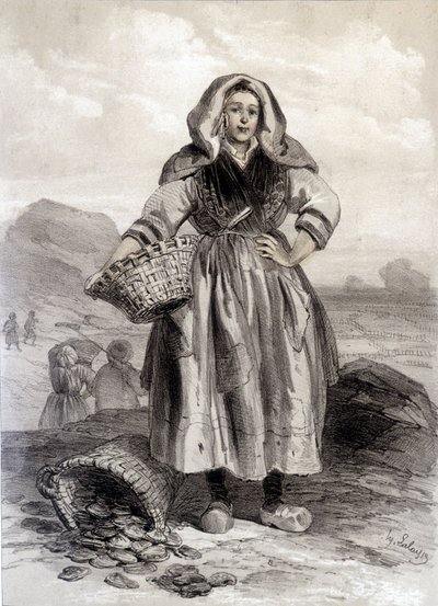 Cancale Oyster Fisherman - litografia de Unknown artist