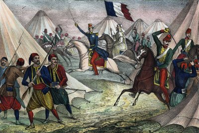 Captura da Smalla de Abd-el-Kader na Argélia em 16 de Maio de 1843 pelo Duque de Aumale. Em "Storia d