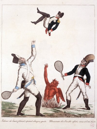 Desenho animado sobre Napoleão Bonaparte - em Napoleão I, caricaturas, colecção de bonecos. 1814 - 1815. B.H.V.P. de Unknown artist