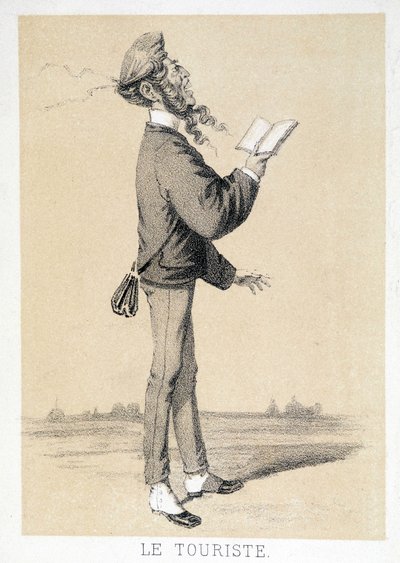 Desenho animado de um turista inglês por volta de 1866. de Unknown artist