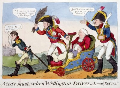 Desenho animado sobre Napoleon 1er, Louis XVIII e Wellington - em "Napoleon 1er", Cartoon Collection de Unknown artist