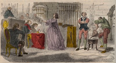 Caso do colarinho, o julgamento (1785-1786): Jeanne de Valois-Saint-Remy (Valois Saint Remy), Comtesse de La Motte (Lamotte) ou Comtesse de La Motte Valois (Lamotte-Valois, La Motte-Valois) (1756-1791) perante o Parlamento de Paris. Gravação da 19ª ce de Unknown artist