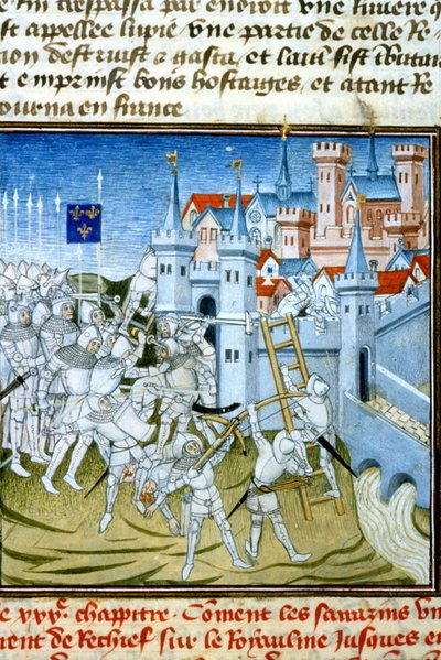 Charles Martel em Poitiers, 732 - Miniatura do século XIV (ref. 512, 074r) Pedido de autorização para a Biblioteca Municipal de Toulouse (tel: 05 62 27 66 66) de Unknown artist