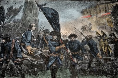 Carlos XII da Suécia em Batalha - Grande Guerra do Norte (1700-1721): Rei Carlos XII (Carl) da Suécia (1682-1728) na Batalha de Poltava (Pultawa, Ucrânia), em 1709 contra as armas de Pedro I da Rússia, chamado o Grande (1672-1725) de Unknown artist