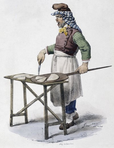 Comerciante de queijo na Itália - litografia de Unknown artist