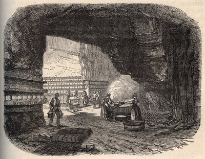 Queijos - caves roquefort - gravura em "PATRIE" - DESCRIÇÃO PECTUREQUIREQUE DE LA FRANCE EM 6 VOLUES POR LUCIEN HUARD - final do século XIX de Unknown artist